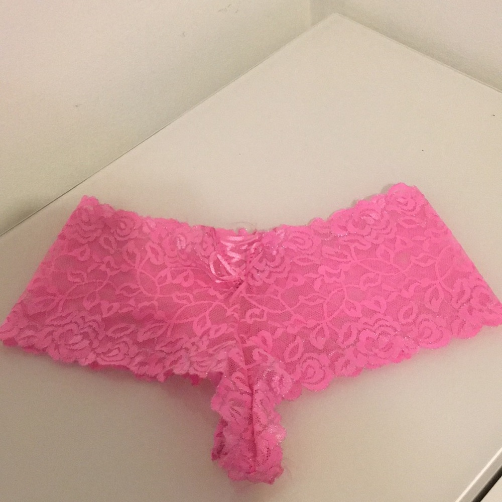 Feminine Bright Pink Sheer Lace Panties